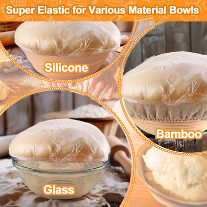 50PCS Bowl Covers for Bread Proofing, Reusable Elastic Plastic Covers for Sourdough Bread Baking