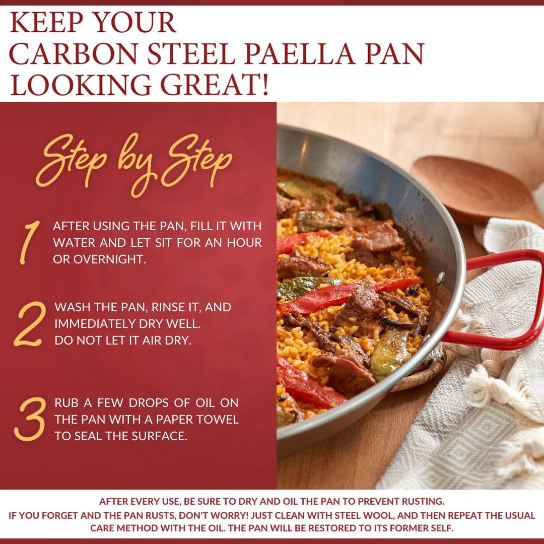 Garcima 10-Inch Carbon Steel Paella Pan, 26cm
