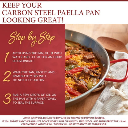 Garcima 10-Inch Carbon Steel Paella Pan, 26cm