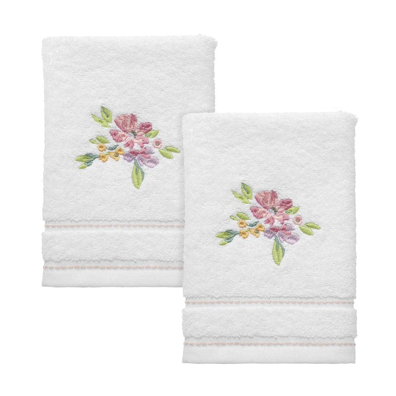 Izod - Fingertip Towels, 100% Soft & Absorbent Cotton Towel, Floral Home Decor, Set of 2 (Catalina)