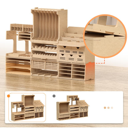 Bucasso Wooden Model Kit Tool Organizer Storage Rack, Paint Rack Organizer with MDF Material, Brush/Screwdriver Storage, Craft Supplies Storage, Suitable for Tamiya Gundam Model Tools, GK10