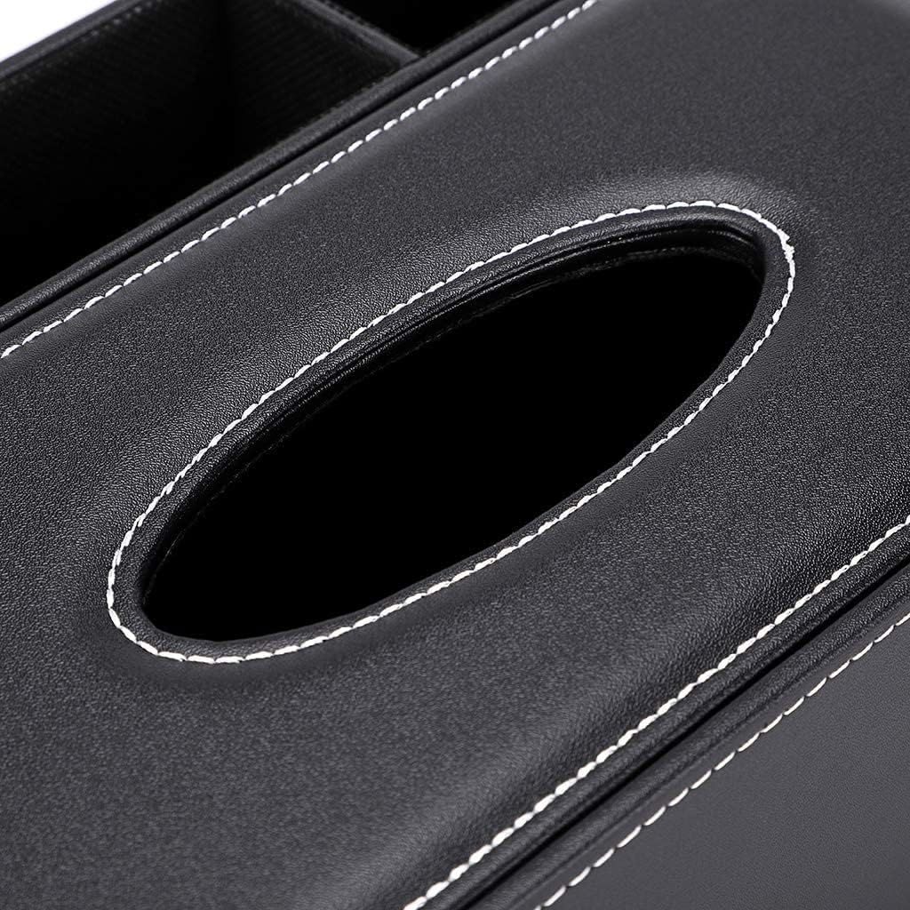 PU Leather Tissue Box Cover, Multifunctional Holder with Stationery Remote Control Box, Elegant Home Napkin Holder