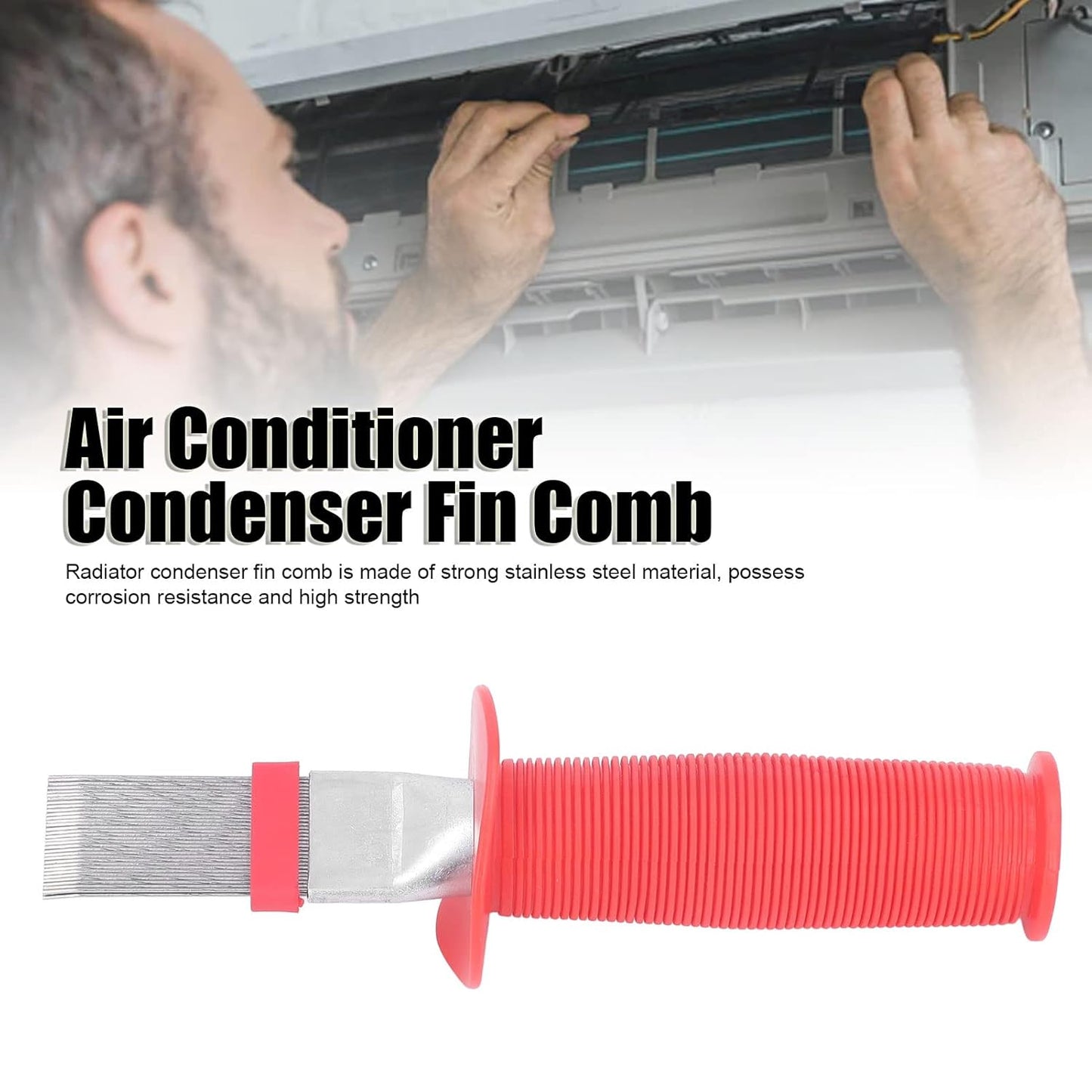 Air Conditioner Condenser Fin Cleaner Comb, Stainless Steel Radiator Repair Manual Tool for Coil Cleaning