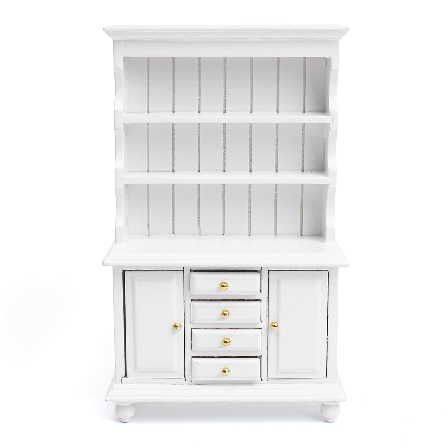 Dollhouse Miniature Cabinet 1/12 Scale Bookshelf Bookcase Cupboard Hutch, Mini Furniture Kitchen Accessories, European Items Living Room Wooden Storage Sideboard Display Showcase Shelves, White