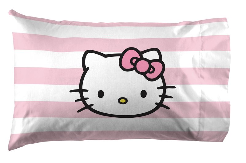 Jay Franco Sheet Set with Fitted, Flat Sheets & Pillow Cover - Ultra-Soft Bedding with Pillowcase for Room Decor, Multi - Hello Kitty, 4 Piece King