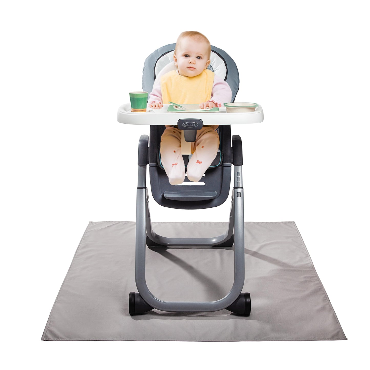 Graco Splat Mat for Under High Chair and Arts and Crafts, 50" X 50" Baby Anti-Slip Food Splash and Spill Mat for Eating Mess, Waterproof Floor Protector and Table Cloth