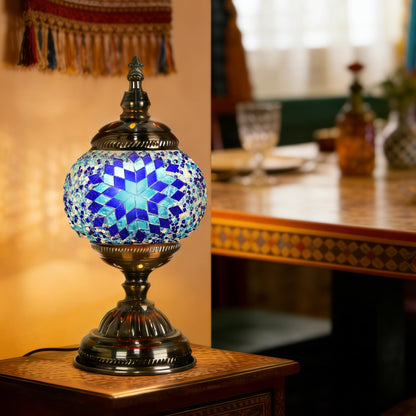 GYHPD DIY Turkish Mosaic Lamp Kit, Stained Glass Table Lamp Making Kit - Fun, Easy, No Experience Required, Complete Mosaic Art & Craft Project Kit for Adults & Teens, Make Your Own Table Lamp (Blue)