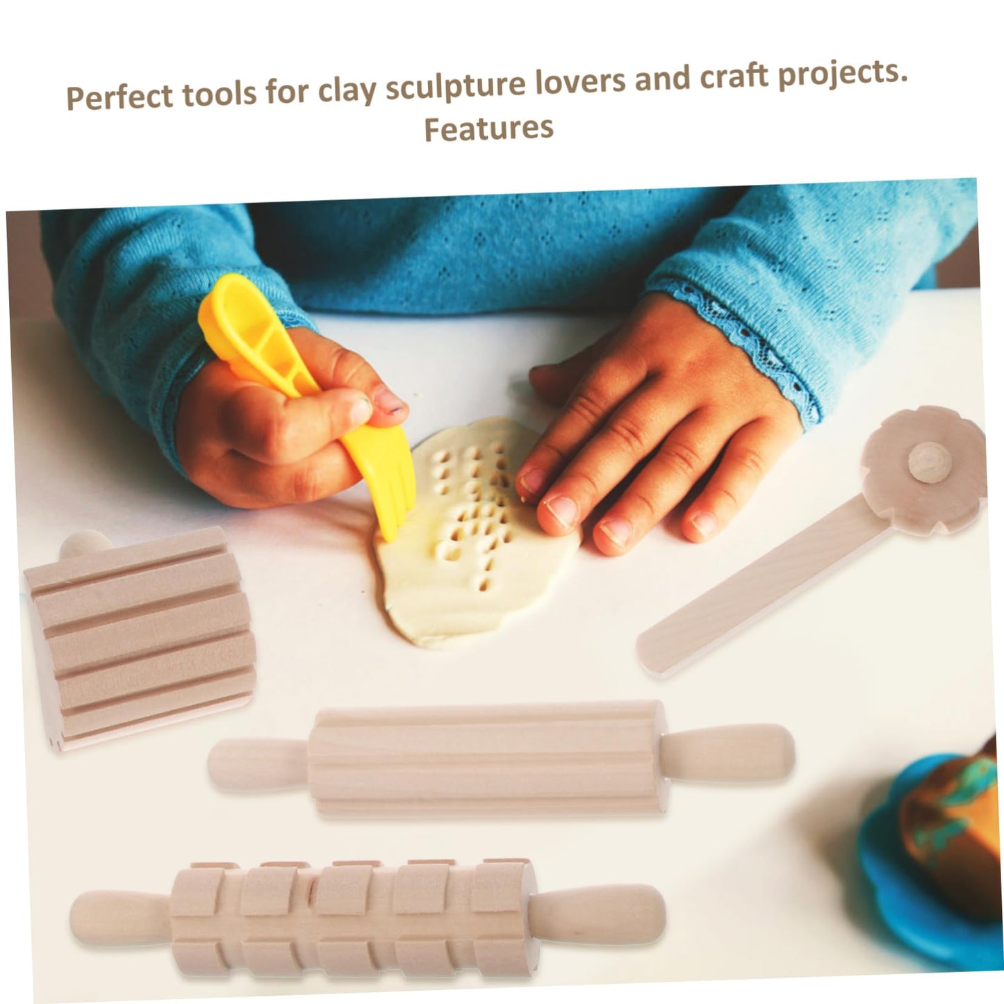 Garneck 12Pcs Wooden Clay Tools Set for Kids: Dough Rolling Modeling Accessories Pottery Sculpting Kit Modeling Accessories for Early Education Art Craft Activity Home School