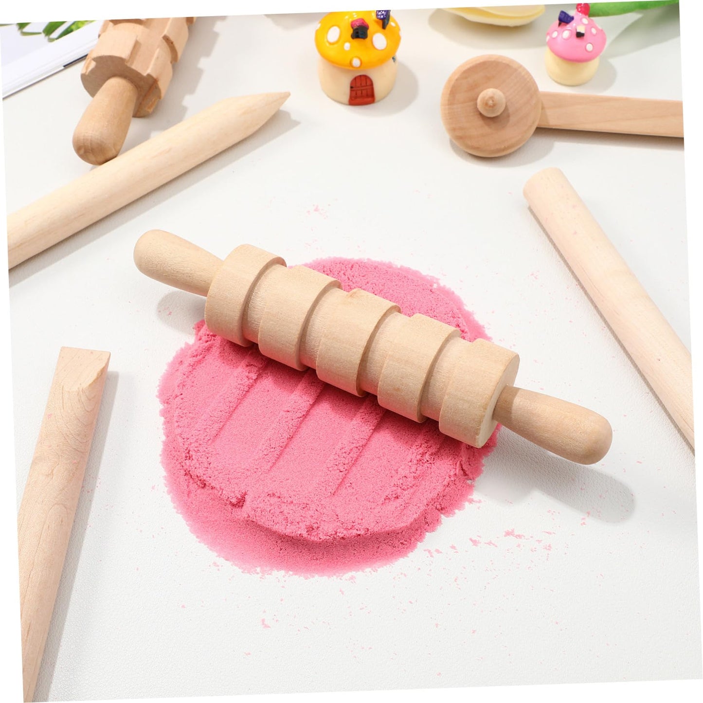 Garneck 12Pcs Wooden Clay Tools Set for Kids: Dough Rolling Modeling Accessories Pottery Sculpting Kit Modeling Accessories for Early Education Art Craft Activity Home School