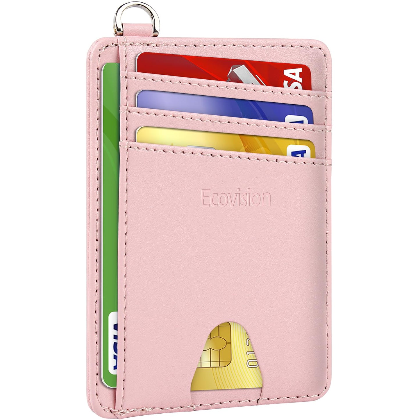 EcoVision Slim Minimalist Front Pocket Wallet, RFID Blocking Credit Card Holder Wallet with Detachable D-Shackle for Men Women