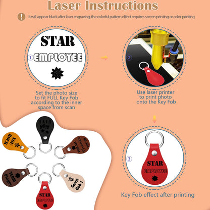 iFForce 60 Pcs Lasable Engravable Blanks - Leatherette Iron on Hat Patches & PU Leather Key Fob Kit for DIY Custom Laser Engraving Craft Gifts