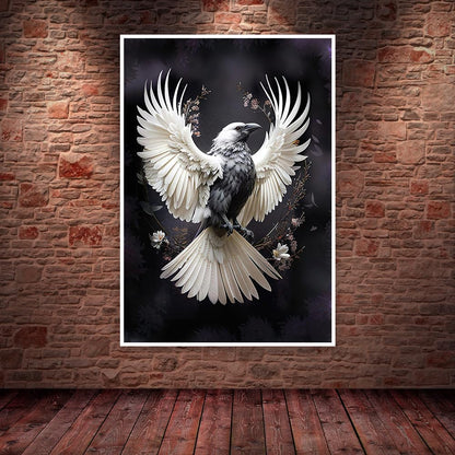 Kisappeared 24x36inch Vintage Gothic Wall Art White Crow Poster Print Canvas Victorian Style Dark Academia Room