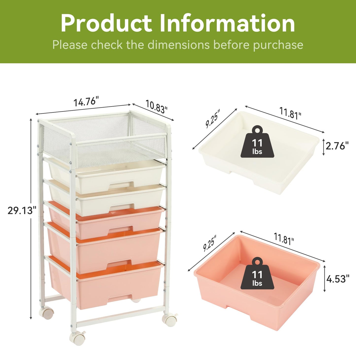 Rolling Craft Cart with 5 Drawers, Art Craft Organizers and Storage with Lockable Wheels, Rolling Utility Cart for Organizing Arts and Crafts,Yarn,Toy, School Supplies, Nail Product, Sewing Supplies