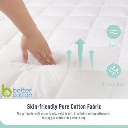 18-22" Queen Mattress Pad Cotton Mattress Pad Cover Quilted Mattress Cover Deep Pocket Mattress Protector Queen Size