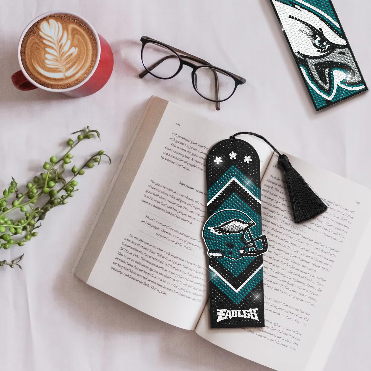 Aooble Diamond Art Bookmarks, 4 PCS Diamond Painting Acrylic Bookmarks with Tassel, Gift for Reader Crafts Lovers