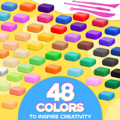 MuseLuxe Air Dry Clay - 48 Colors Modeling Clay Kit with 3 Sculpting Tools,Safe & Non-Toxic,DIY Magic Gifts Toys for Boys,Girls,Kids