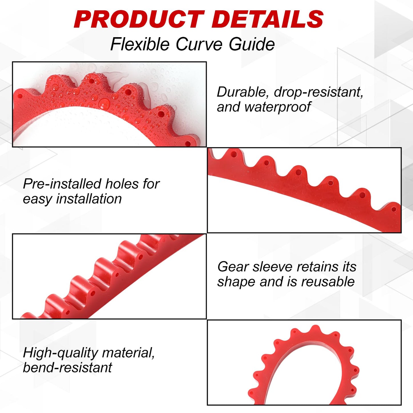 Frienda 78" Router Edge Guide Templates Kit Flexible Curve Ruler for Woodworking with 150 Self-tapping Screws Adjustable Arcs Red Tool for Router Precision Trimming Arc Angle Positioning Cabinet Table