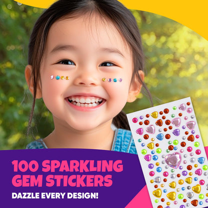 28 Color Face Painting Kit for Kids - Blue Squid Face Paint Kit Palette with 160pc accessories Stencils, Water Activated Non Toxic Washable Professional Facepaint body set Halloween Party Makeup