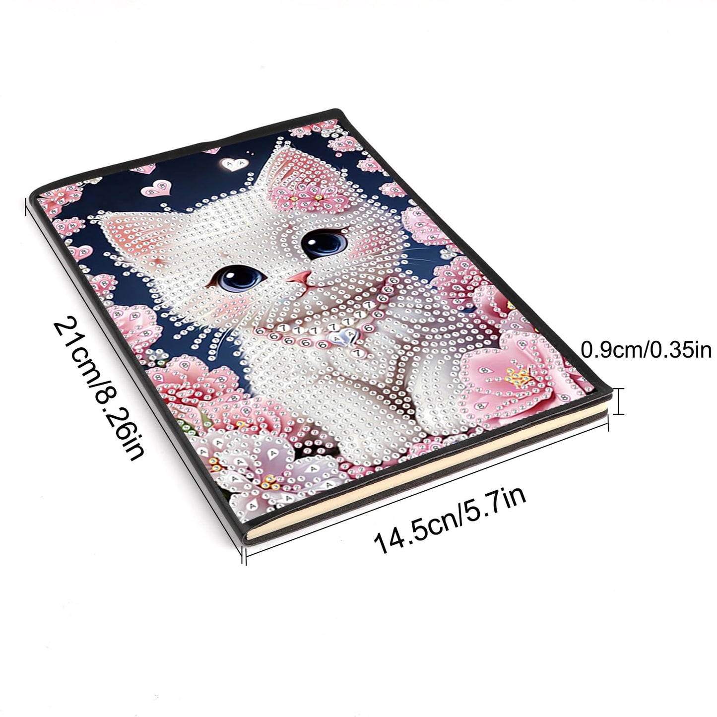 DCIDBEI Diamond Painting Notebook Blank Set of 2 Diamond Art Notebook A5 Diamond Art Kits for Adults Journal Book Sketchbooks Cat Flowers Craft Set Diary Sketchbook Painting by Numbers Notebooks
