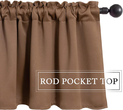 MIULEE Mocha Blackout Valance Thermal Insulated Rod Pocket Window Treatment Tiers Short Curtain 52 x 18 Inches 1 Panel,