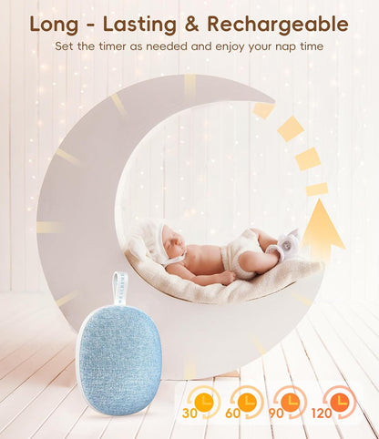 Skiennix Portable White Noise Machine - Bluetooth Speaker & Rechargeable Baby Sleep Soother | 6 Soothing Sounds, Blue