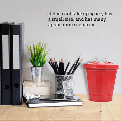 POPETPOP Galvanized Trash Can with Lid, Mini Desktop Wastebasket, Metal Utility Pail for Kitchen Countertop