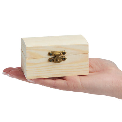 Bright Creations Baby Shower Decorations Mini Unfinished Wooden Treasure Boxes - 3.5 x 2.2 x 2 In, Brown, Pack of 12, Chest Style - Wooden Treasure Chest to Paint & Party Favors
