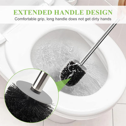 AONEZ Set, 3 Pack Toilet Brush and Holder with Stainless Steel Handle Toilet Bowl Brush, Compact Toilet Scrubber Brush
