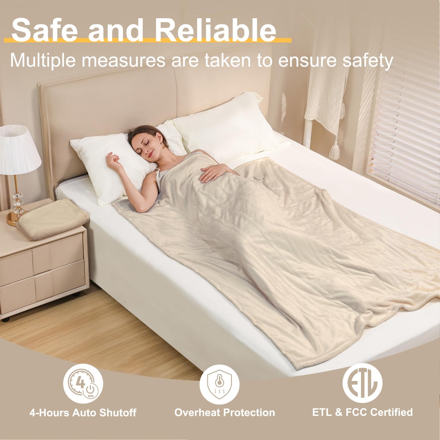 Gintao Electric Heated Blanket Throw,Double Flannel Electric Throw with 3 Heating Levels,ETL&FCC Certified, 4H Auto Off Overheat Protection,Heating Blanket for Home Office,Gifts,50"x60",Gray