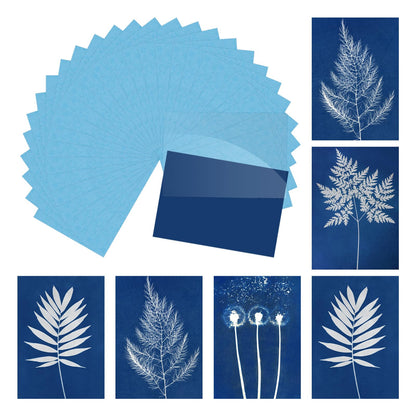 MECCANIXITY Cyanotype Paper,12 Sheet Sun Print Kit High Sensitive Sun Blue Crafts Paper with Acrylic Board for Adults DIY Project Art,8.5x11.6 Inch (A4)