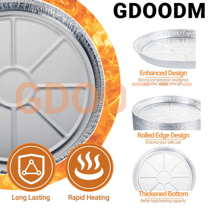 GDOODM 25 Pack 12 Inch Disposable Pizza Pans, Aluminum Pizza Pans, Round Pizza Pan Foil Focaccia Pan, Chocolate Cookies Cake Tin, Serving Platter Tray, Freezer & Oven Safe