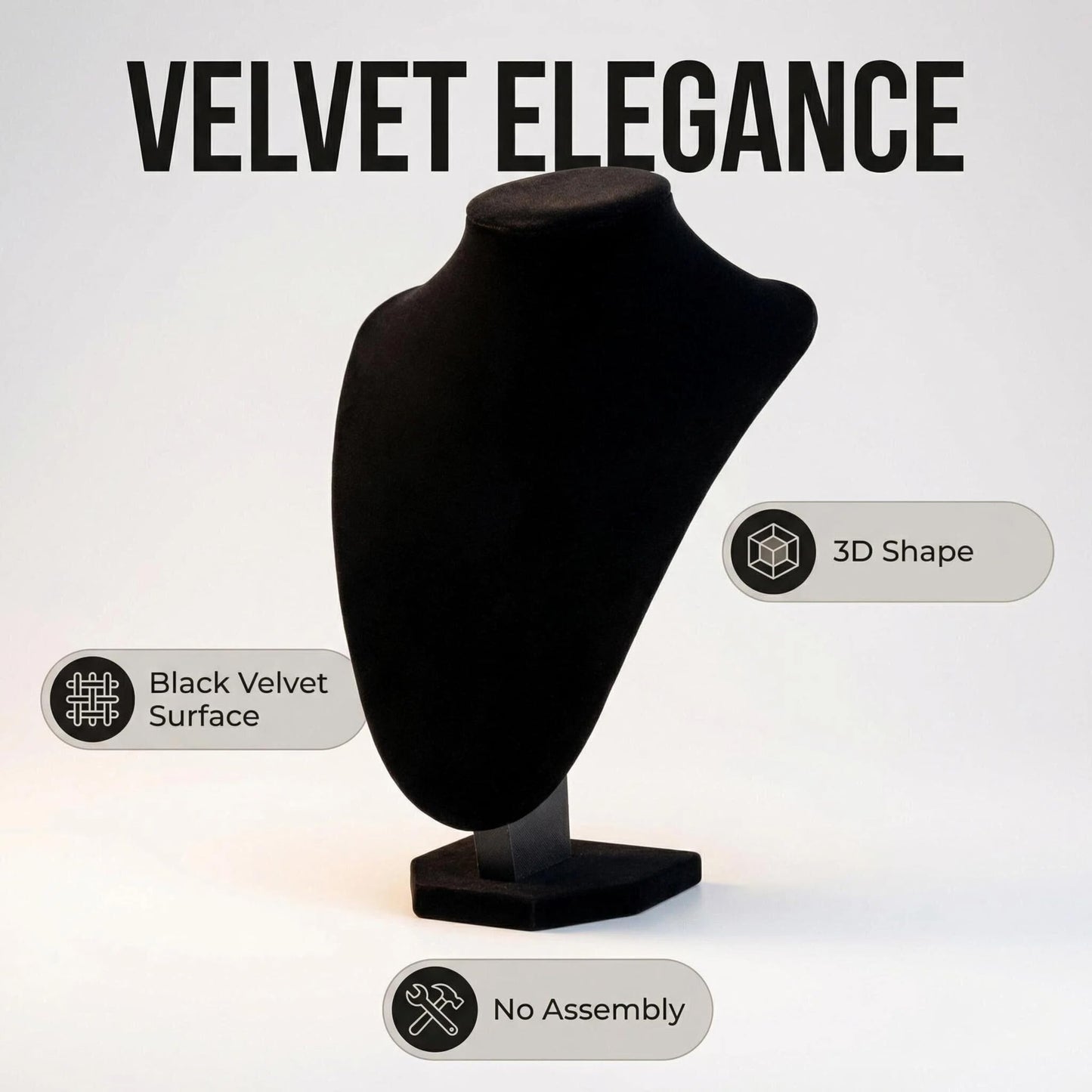 Comelyjewel 3pcs Jewelry Display Set – Velvet Necklace Stand & Bracelet Holder, Tangle-Free Jewelry Organizer for Home & Craft Show Display, Black Necklace Holder Stand for Vendors & Vanity