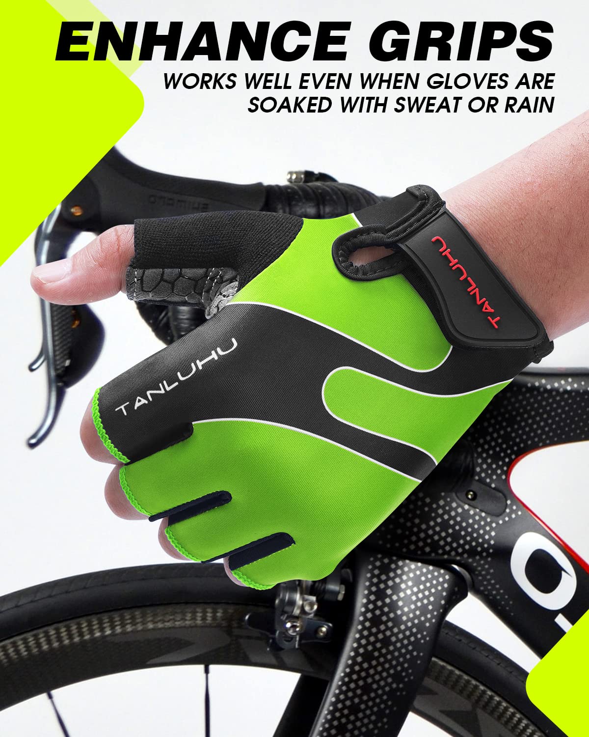 Tanluhu Cycling Gloves - Mountain Bike Half Finger Road Riding Gloves, Breathable, Shock-Absorbing, for Men and Women