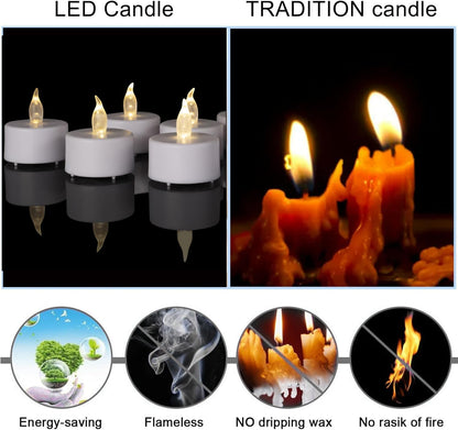 PUNPUBA LED Tea Lights Candles- 100Pack Flameless Candles Realistic and Bright Flickering Long Lasting 200Hours for Holiday Celebration,Party, Home Decoration WarmWhite,Battery Operated