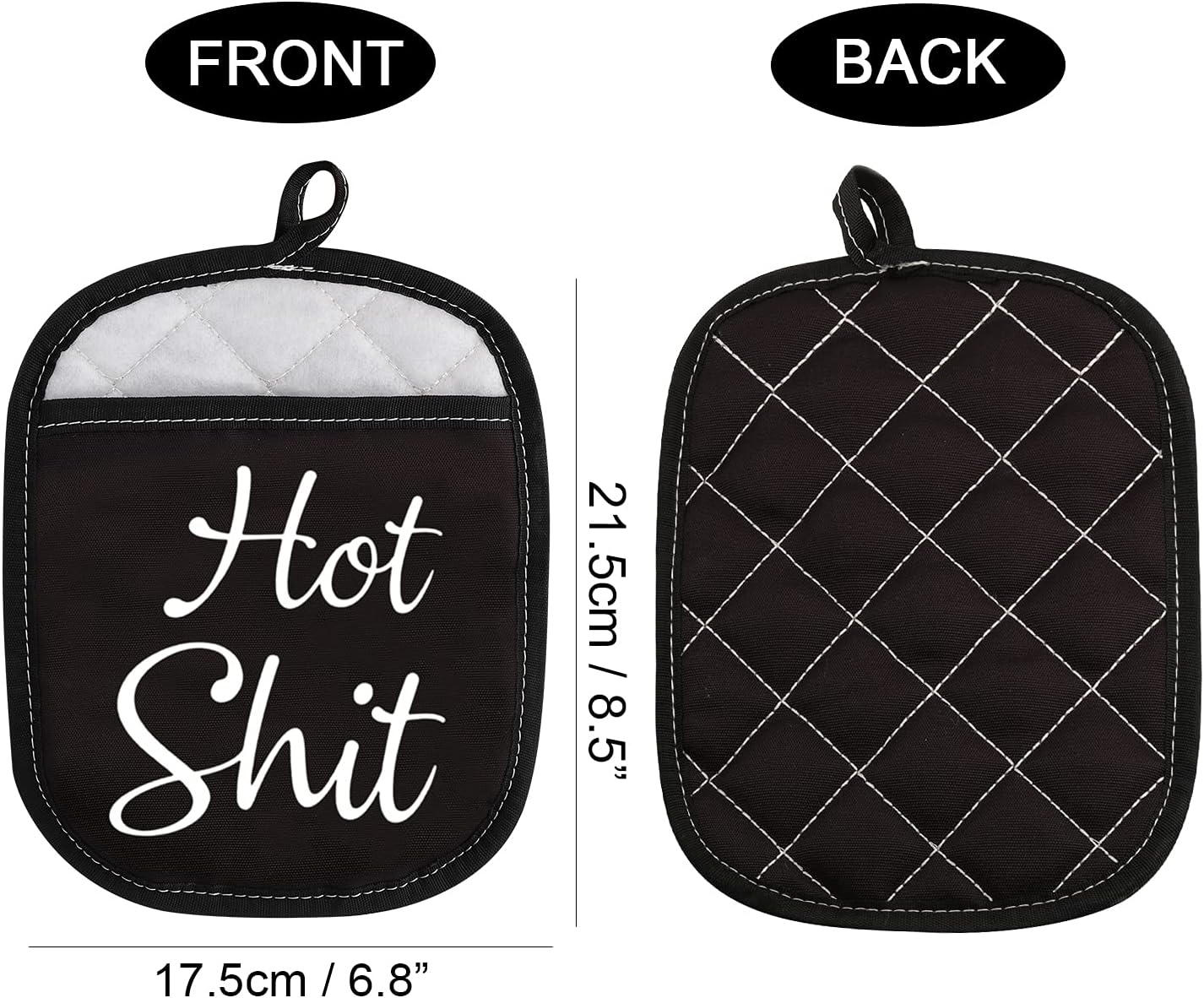 Funny Oven Pads Pot Holder with Pocket, Hot Shit Humor Gift for Baker