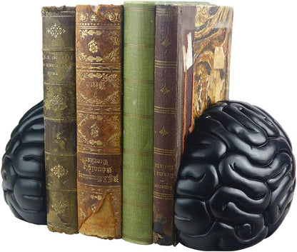 6.5Inch Set Brain Bookends, Tall Brain Decorative Resin Book Shelf Organizers Book Holders Shelf Dividers Book Ends