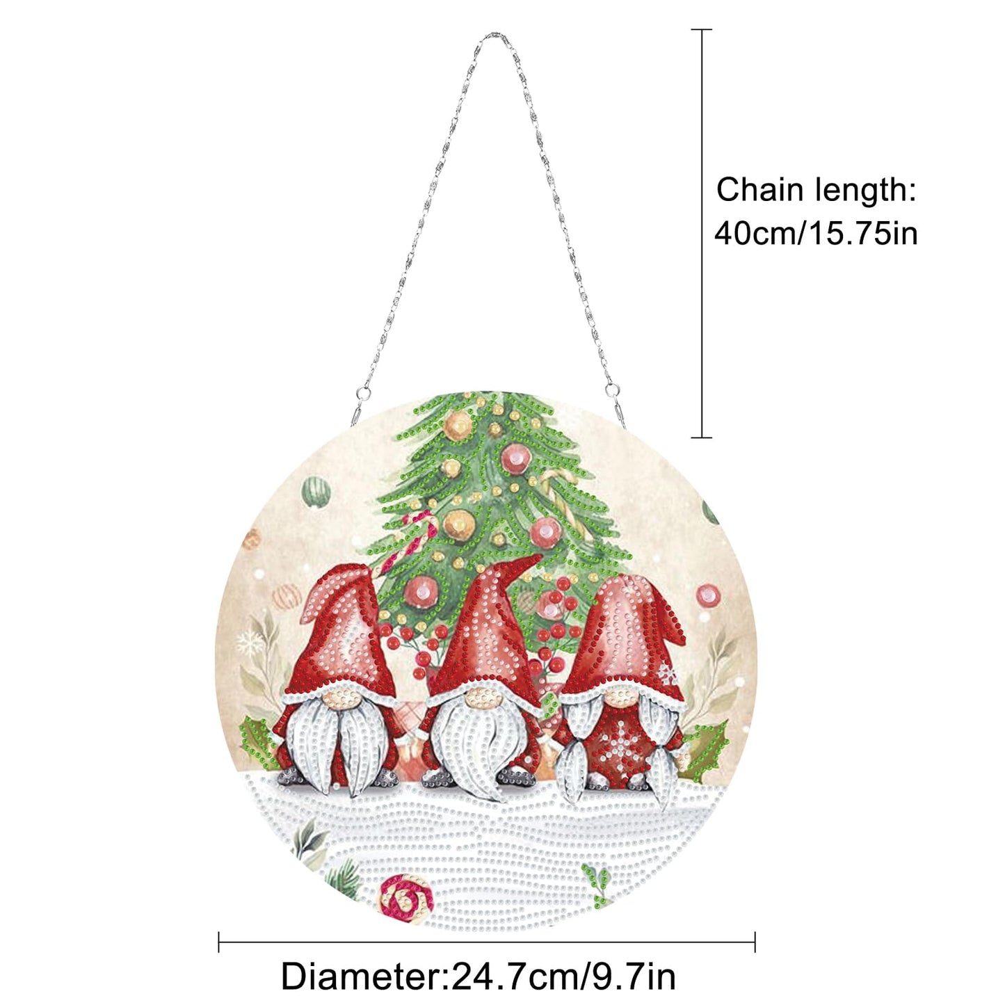 Christmas DIY Acrylic Double Sided Diamond Art Suncatchers Wall Sign Window Gnome Wreath Pendant Ornaments Decorations for Adults