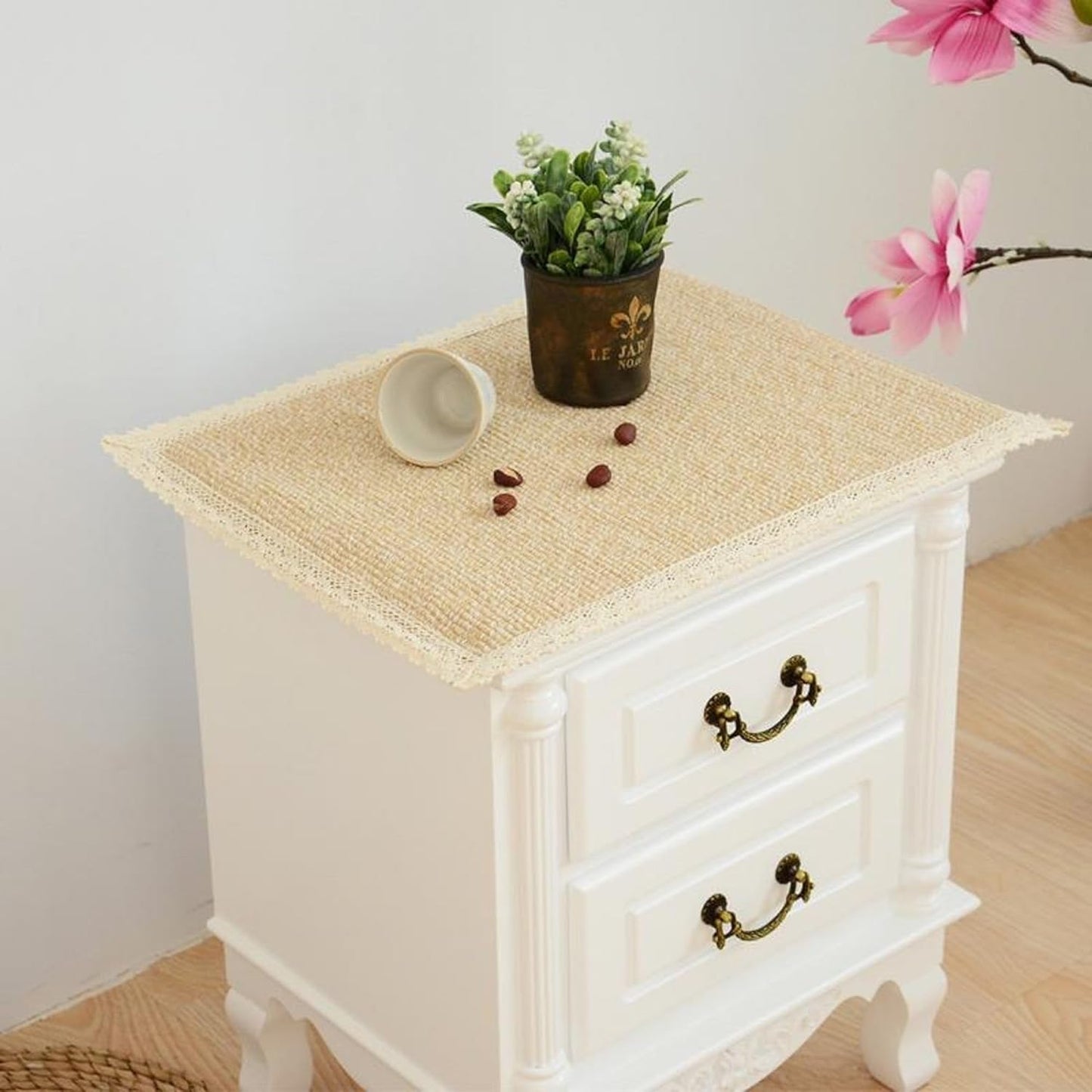 15.75 x19.68 Tablecloth Nightstand End Tabletop Dust Cover Night Stand Table Linen - Khaki