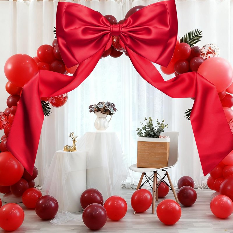 Christmas Decorations - 6.5 Ft Giant Christmas Bows for Tree Decor, Large Satin Coquette Decorative Bows for Tree Topper Wall Wedding Birthday Home Room Party Valentines (red)