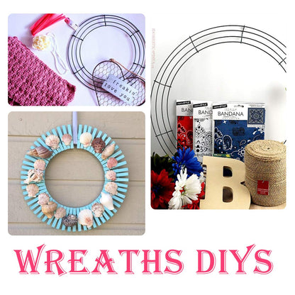 6 Pack Wire Wreath Frame 10 Inches Metal Wreath Rings for Chirstmas New Year Party with 6 Pcs Adhesive Hooks and 38 Yard 22 Gauge Paddle Wire for Crafts