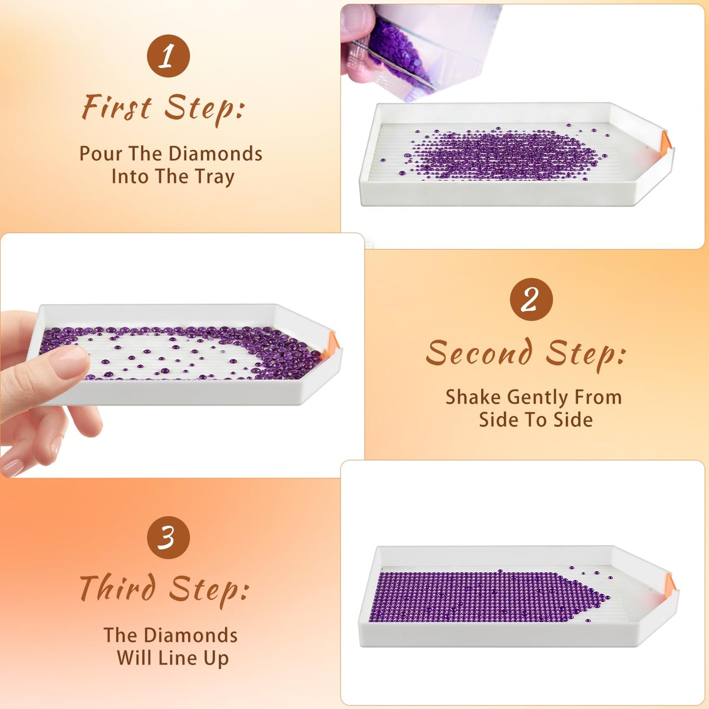 12 Pcs Plastic Bead Sorting Trays Large Diamond Painting Trays White Bead Sorting Dotting Plate Boards for DIY Art Painting Craft - 16 * 9cm/6.3 * 3.54inch