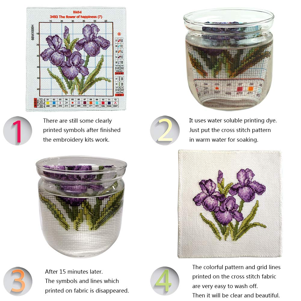 Printed Cross Stitch Kits 11CT 9X9 inch 100% Cotton Holiday Gift DIY Embroidery Starter Kits Easy Patterns Embroidery for Girls Crafts DMC Stamped Cross-Stitch Supplies NeedleworkThe Sunflower