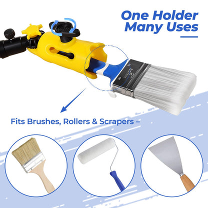 Prozwee Upgraded Multi-Angle Paint Brush Extender Holder，Extension Pole Attachment Fits Most Rollers, Brushes & Scrapers, Easily Reach Ceilings, Walls & Corners