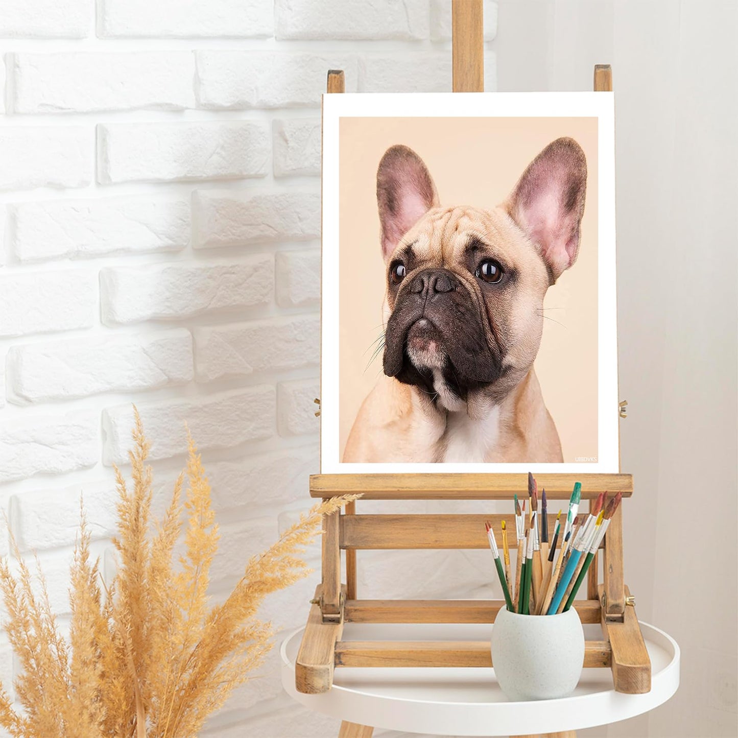 French Bulldog DIY 5D Diamond Painting Kit for Adults Beginner Animal Round Full Drill Resin Beads Diamond Dots Art Craft Home Wall Decoration Set 12x16 inch
