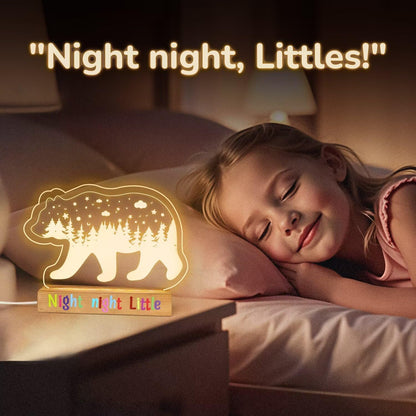 Personalized Night Light for Baby Kids, Custom DIY Name Bear Led Lamp for Girls Boys, Customized Name Night Lights Gift