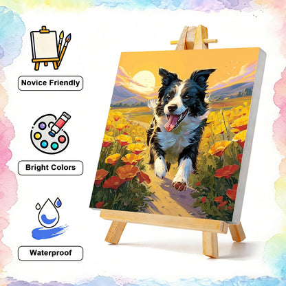 TBAIRO Framed Paint by Numbers Kit for Adults Beginner Dog DIY Painting Kits for Kids Ages 8-12 Animals Easy Adult Paint by Number Kits on Canvas for Wall Art Decor 8x8 Inch