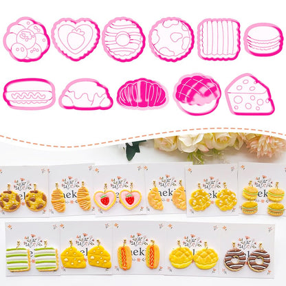 Xaekicr French Patisserie Polymer Clay Cutters Set - 11pcs Sweet Bakery Shapes Including Macaron, Donut, Croissant, Cheesecake & Tart for DIY Earring Jewelry, Soft Clay Crafts, Scrapbooking Decor
