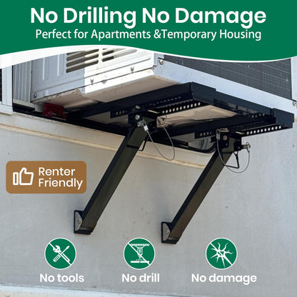 Marudina Upgraded No-Drill Window AC Bracket, Adjustable Window Air Conditioner Support Bracket for Single/Double Hung Windows, Heavy-Duty Holds 300lbs,Easy Installation, Rustproof Aluminum