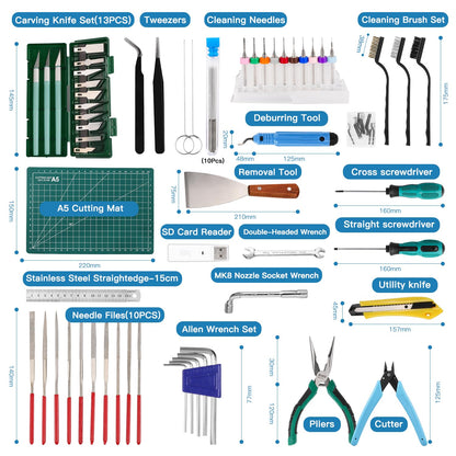 Sovol 3D Printer Tools Kit, 78 PCS 3D Printer Accessories with Nozzle Cleaning Kit, Removable Multi-Function Screwdriver Kit, Deburring, Removal Tools, Cutters, Hobby Knife Set, Wrench Set
