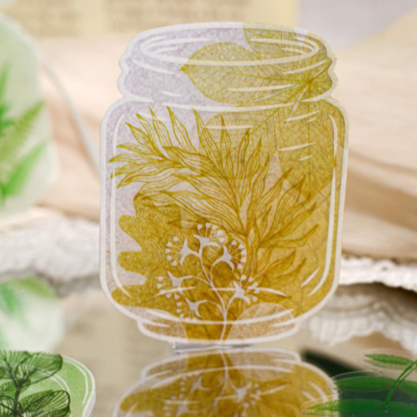 120 Pcs Realistic Skeleton Leaf Stickers, 6 Packs Aesthetic Leaf Vein PET Decals for Scrapbooking, Transparent Botanical Ephemera for Junk Journaling, Resin Art & DIY Crafts